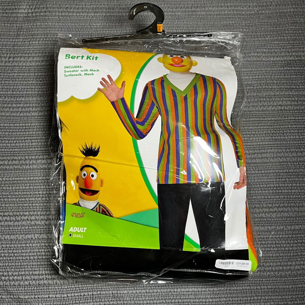 Spirit Bert Costume Kit Adult Small Multicolor‎ Sesame Street Halloween